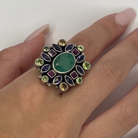 NICKY BUTLER JADE & GEMSTONE RING - Picture 2 of 6